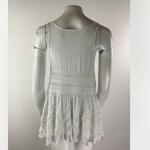 Intimately Free People Sz XS Voile Trapeze Slip Mini Dress White Nylon Lace - Picture 5 of 9